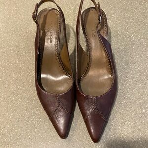 Anne Klein Iflex Brown Slingback Heels 8M EUC